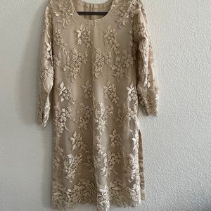 Embellished net 2 piece dress